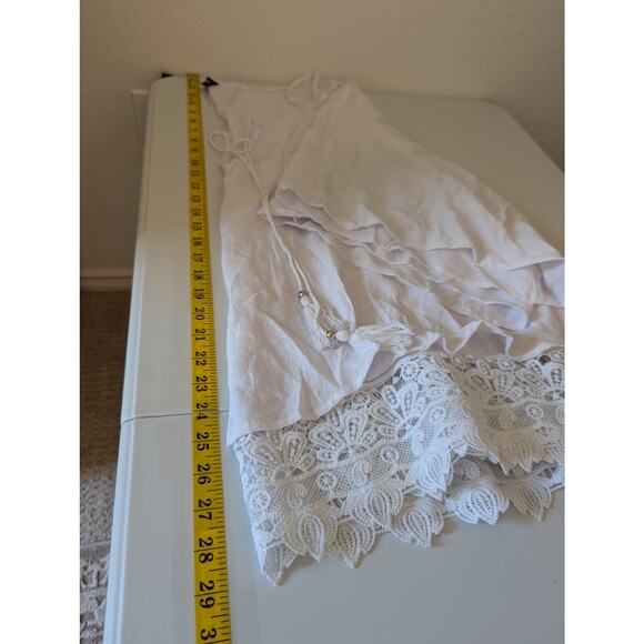 NWT Unique Spectrum White Boho Swim Cover Up Blouse Women 3X Tassel Crochet Lace - Picture 8 of 9